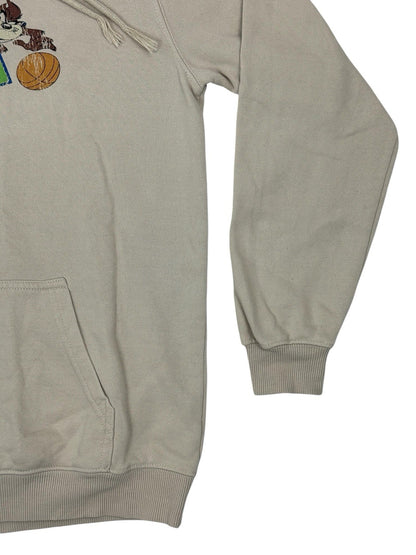 Retro Space Jam Beige Distressed Printed Hoodie Small