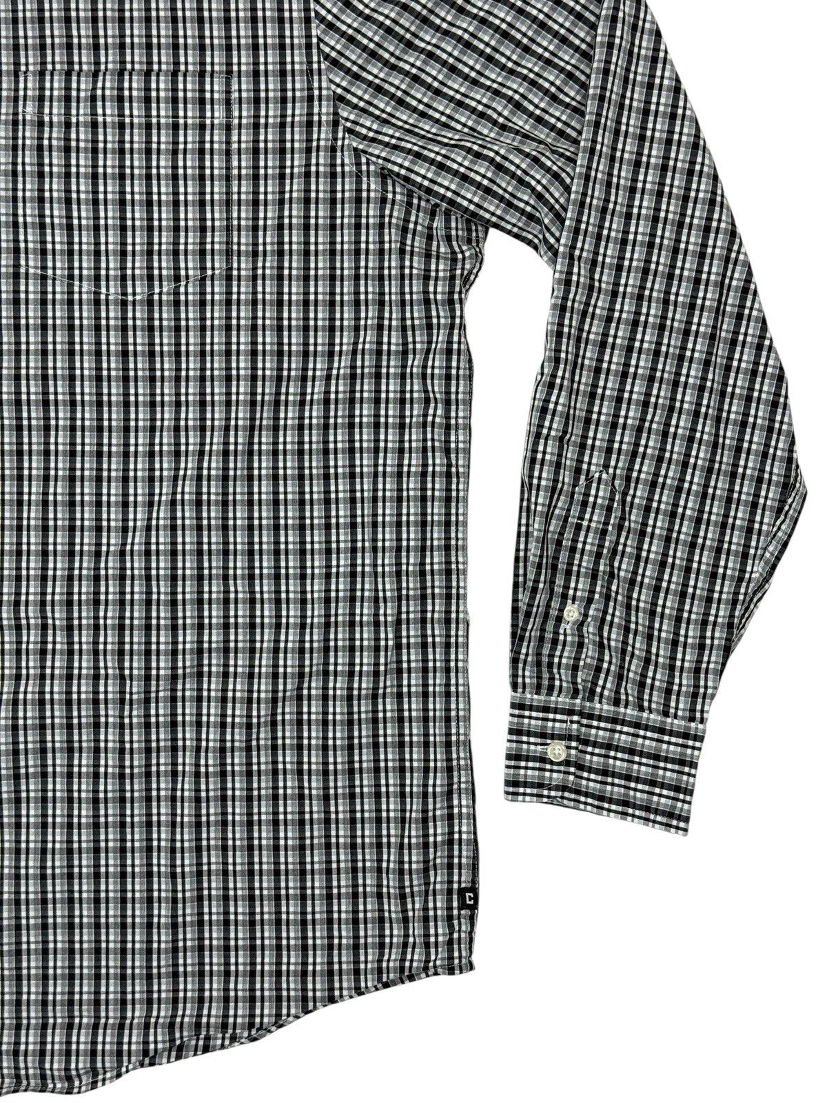 Chaps Black Plaid Stretch Easy Care Shirt 2XL