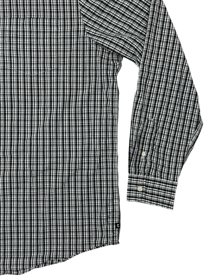 Chaps Black Plaid Stretch Easy Care Shirt 2XL