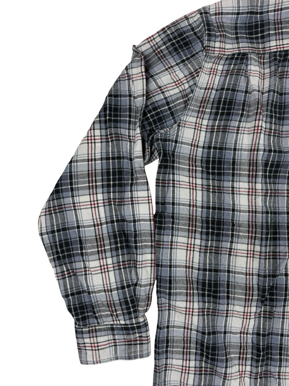Carhartt Trumbull Grey Plaid Flannel Cotton Shirt Large Relaxed Fit Regular
