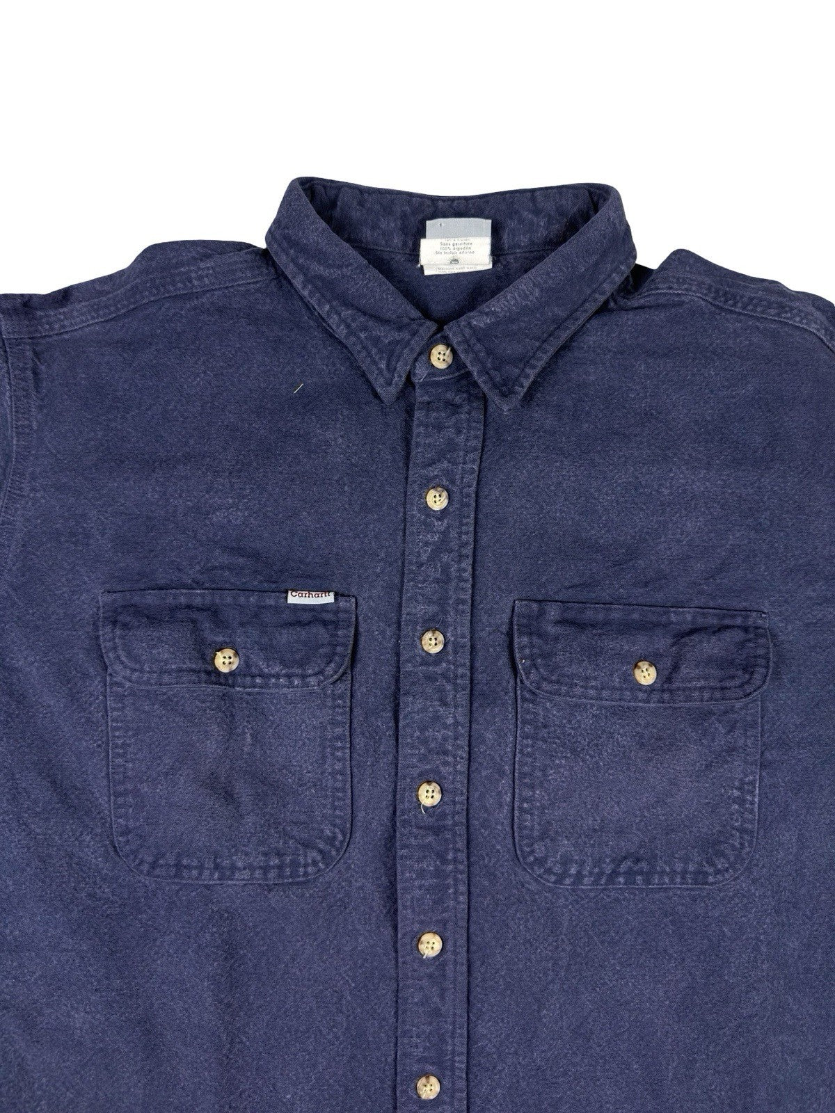 Carhartt Vintage S06 NVY Blue Heavy Cotton Work Shirt 2XL Tall USA