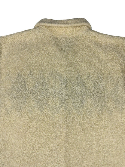 Essentials Style Retro Cream Argyle Fleece Button Jacket Medium
