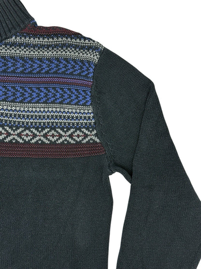 Chaps Blue Cotton Retro Knit Jumper Small