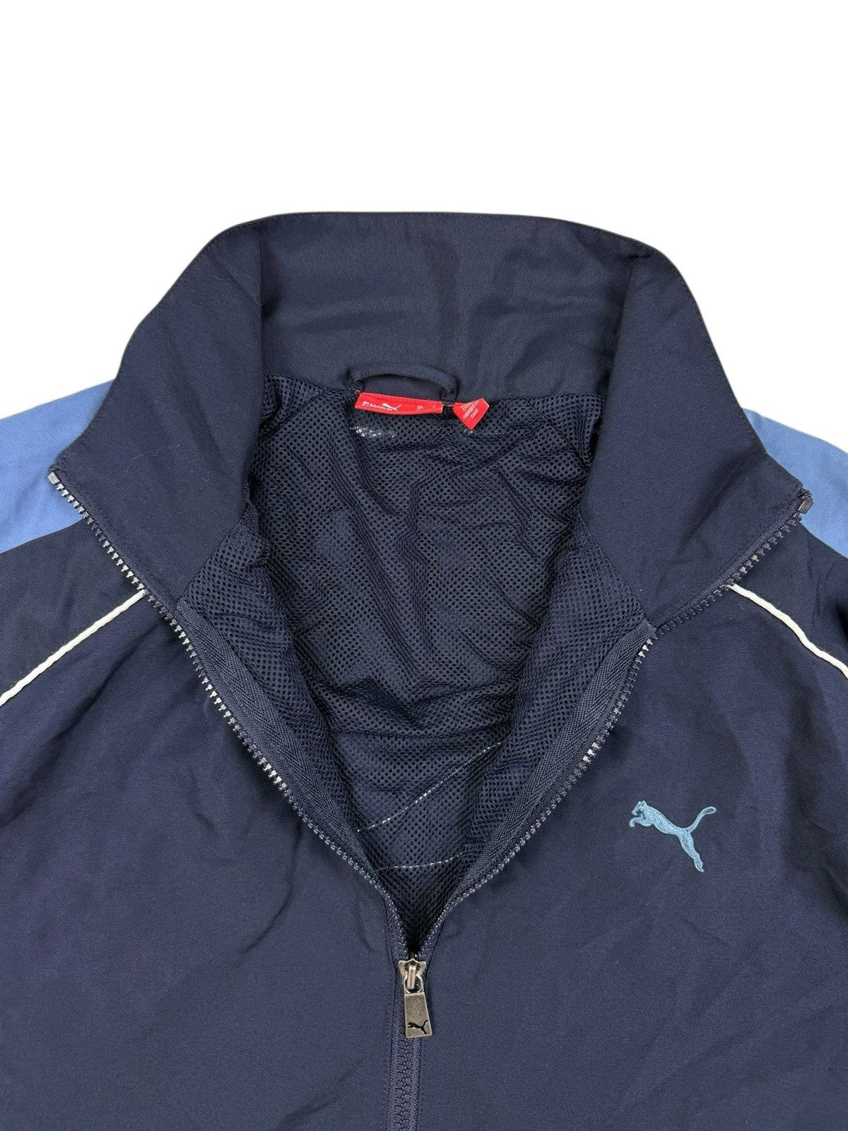 Puma Blue Retro Mesh Lined Y2K Zip Track Jacket Large