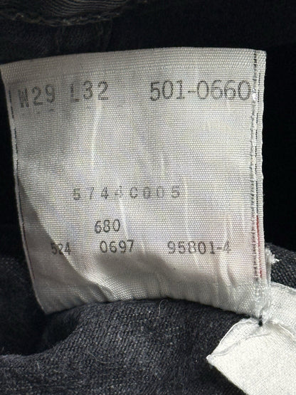 Levi's 501 Vintage 90's Black Denim Jeans 29W 29L Made in USA