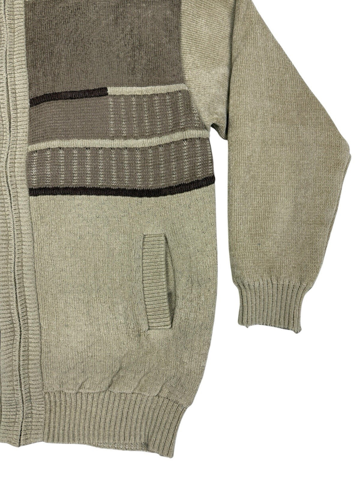 Galvanize Brown Beige Knit Zip Jumper Jacket Large