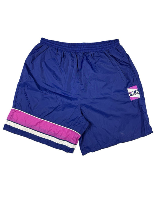 Fila Vintage Blue Nylon Sport Shorts Size XL