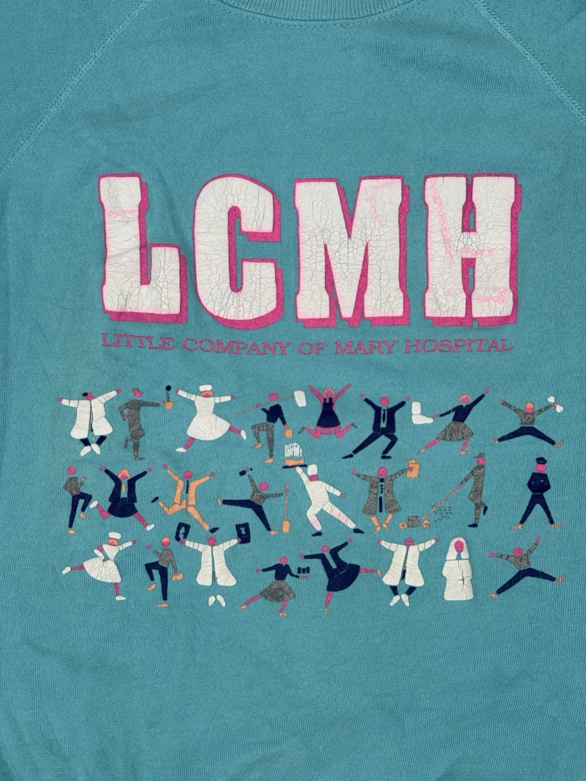 LCMH Mary Hospital Vintage Blue Printed Hanes Jumper XL