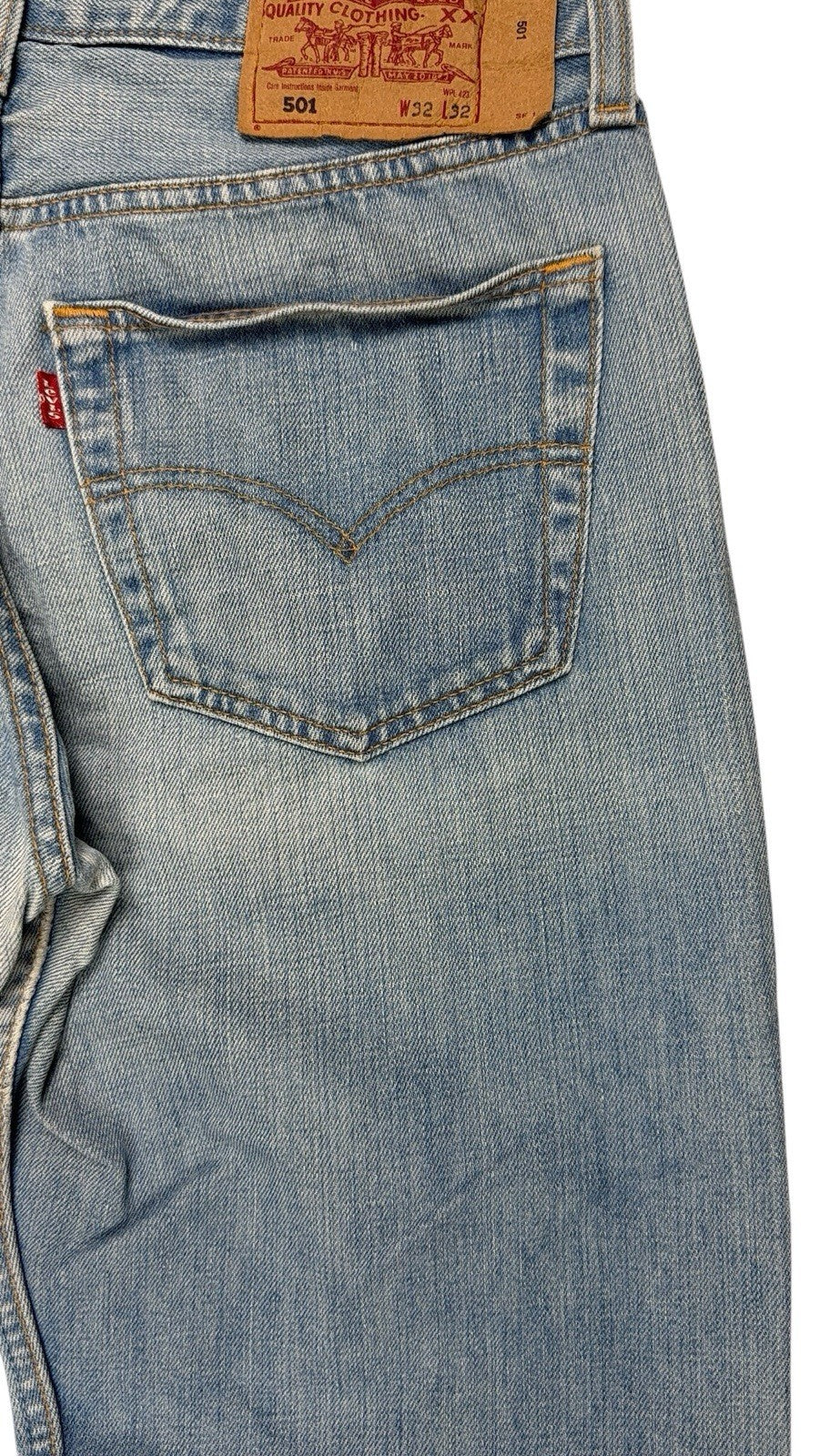 Levi's 501 Light Blue Straight Leg Denim Jeans 32W 32L