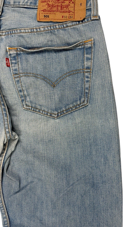 Levi's 501 Light Blue Straight Leg Denim Jeans 32W 32L