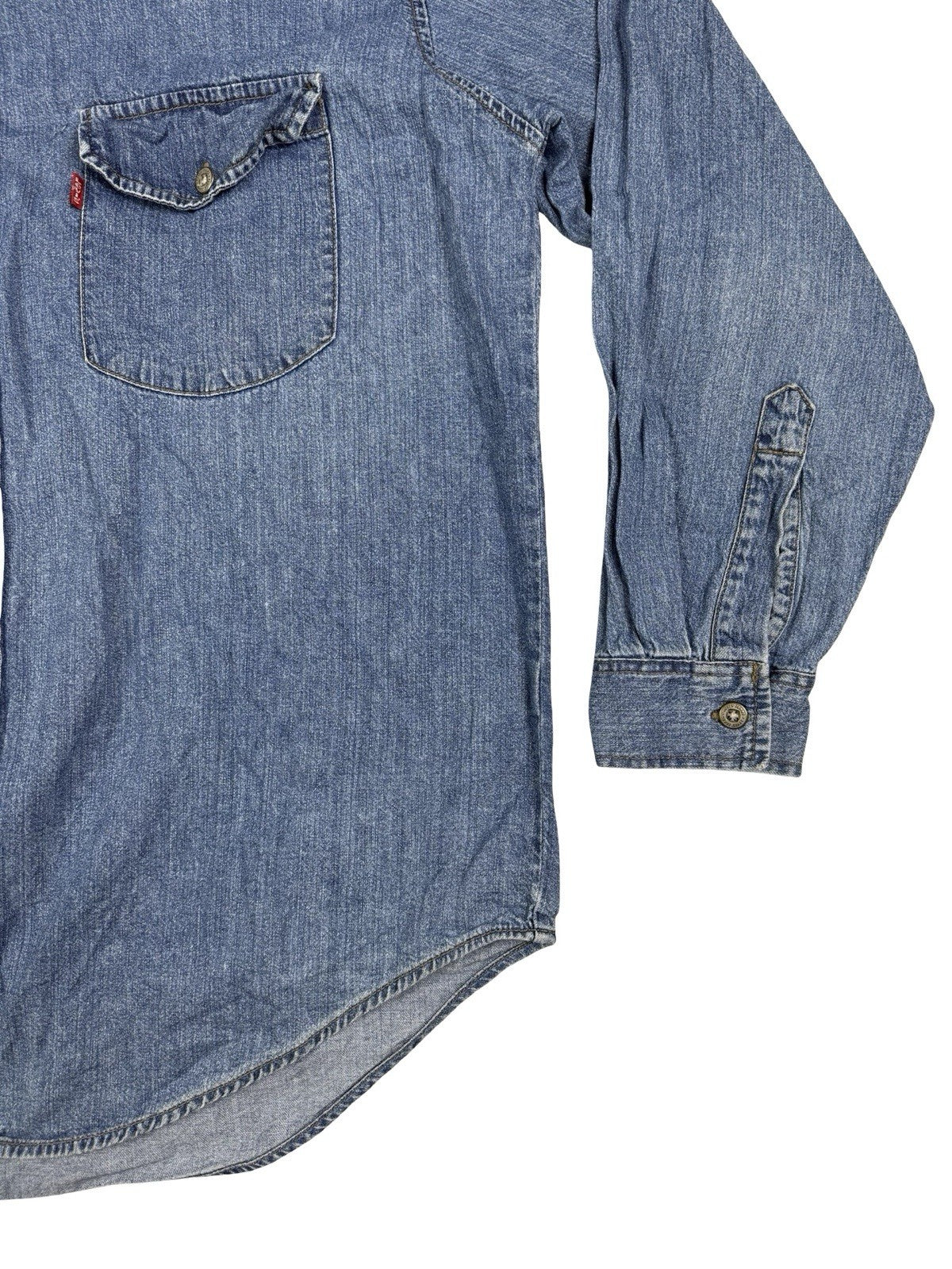 Levi's Vintage Red Tab Blue Chambray Denim Western Shirt Large