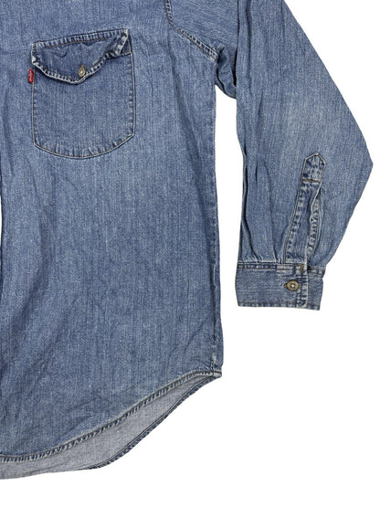 Levi's Vintage Red Tab Blue Chambray Denim Western Shirt Large