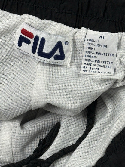 Fila Retro Black Lined Nylon Tracksuit Bottom Trousers XL