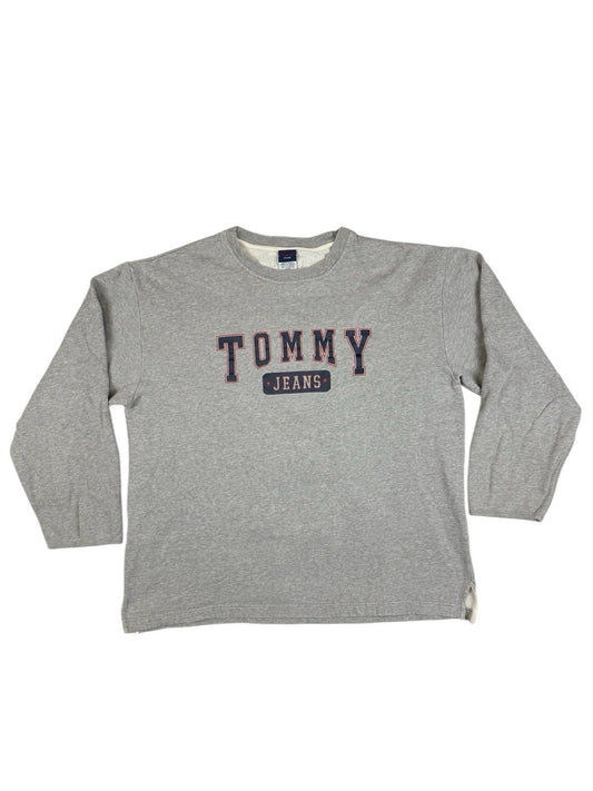 Tommy Jeans Grey Retro Printed Jumper Large