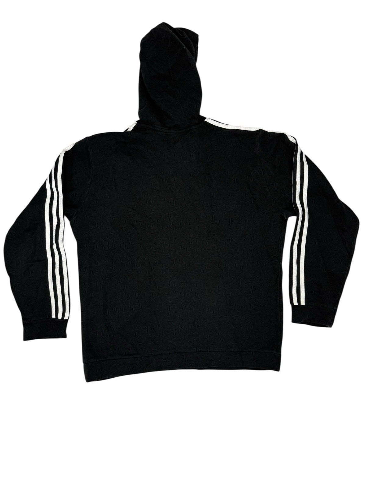 Adidas Black Printed 3 Stripe Hoodie Large