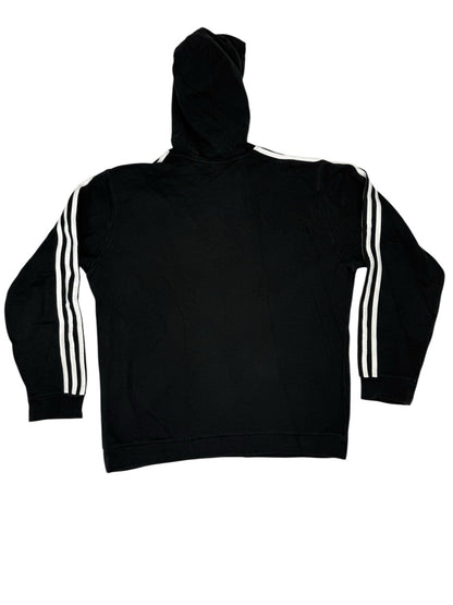 Adidas Black Printed 3 Stripe Hoodie Large
