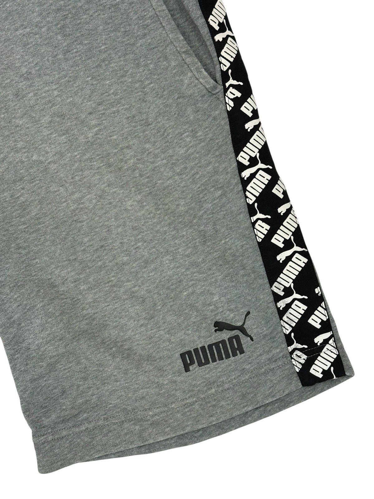 Puma Grey Tape Logo Cotton Blend Shorts Small