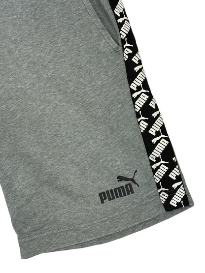 Puma Grey Tape Logo Cotton Blend Shorts Small