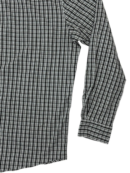 Chaps Black Plaid Stretch Easy Care Shirt 2XL