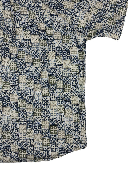 David Taylor Retro Multicolour Floral Pattern Short Sleeve Cotton Shirt Large