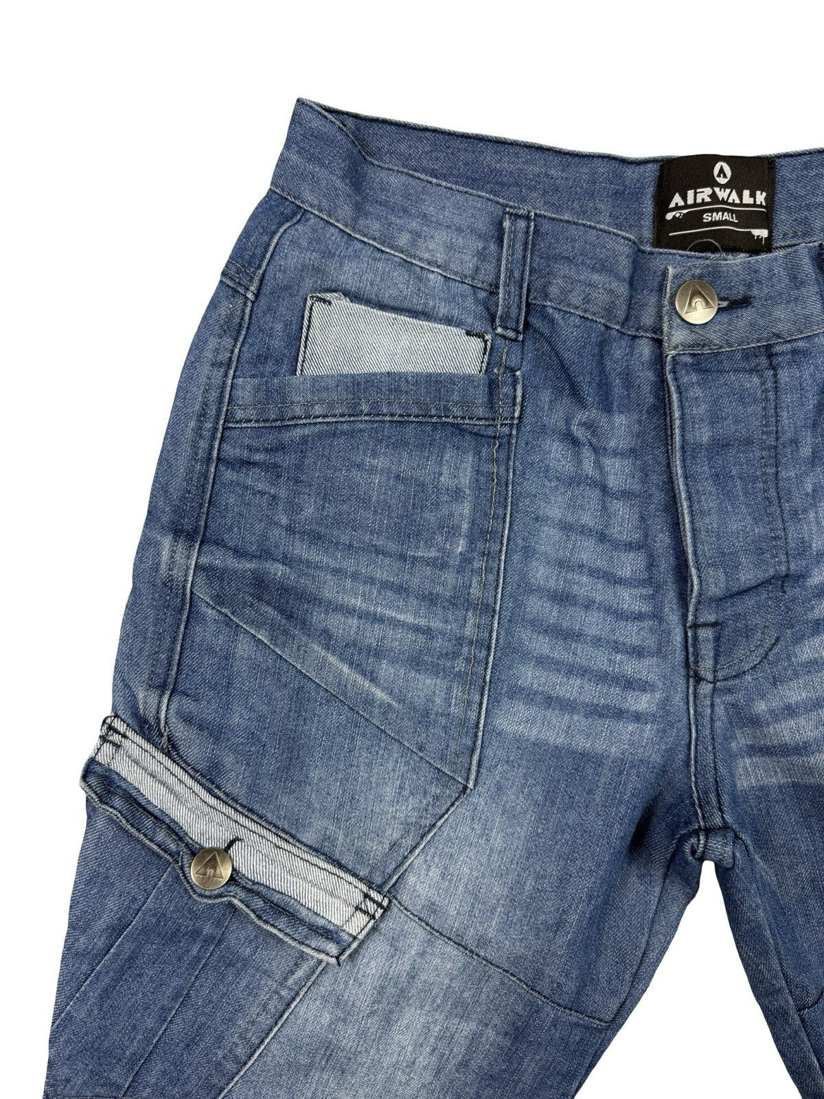 Airwalk Blue Denim Long Cargo Shorts Small 30W