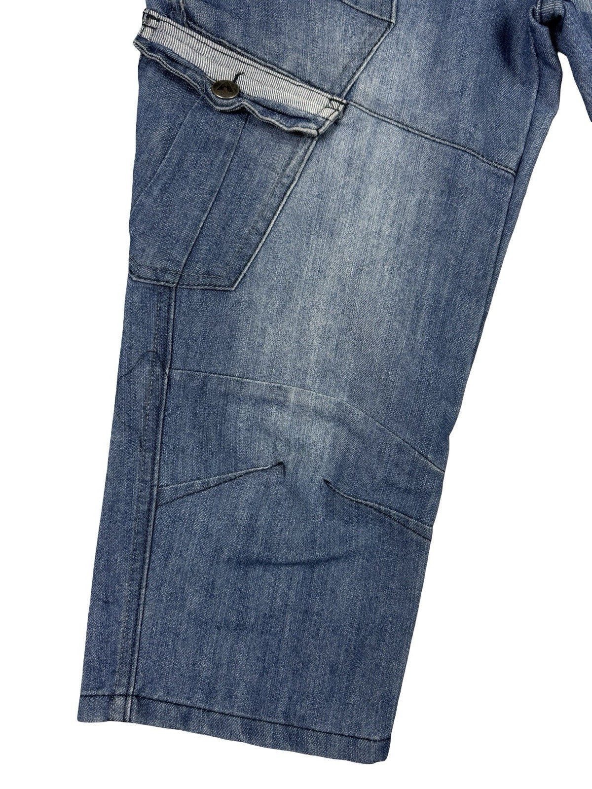 Airwalk Blue Denim Long Cargo Shorts Small 30W