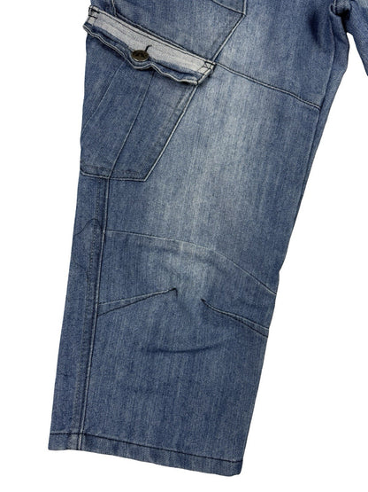 Airwalk Blue Denim Long Cargo Shorts Small 30W