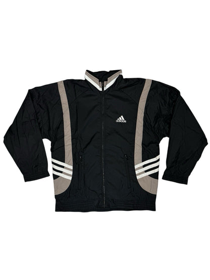 Adidas Vintage Black Nylon Zip Track Jacket Medium