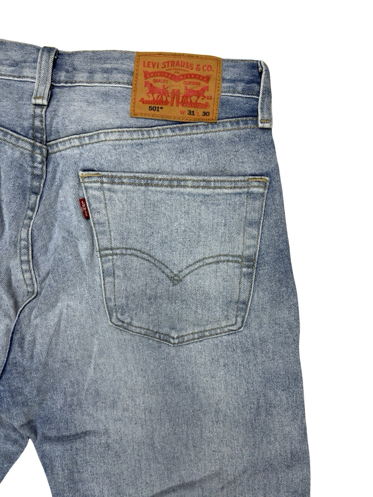 Levi's 501 Faded Blue Straight Leg Denim Jeans 31W 27L