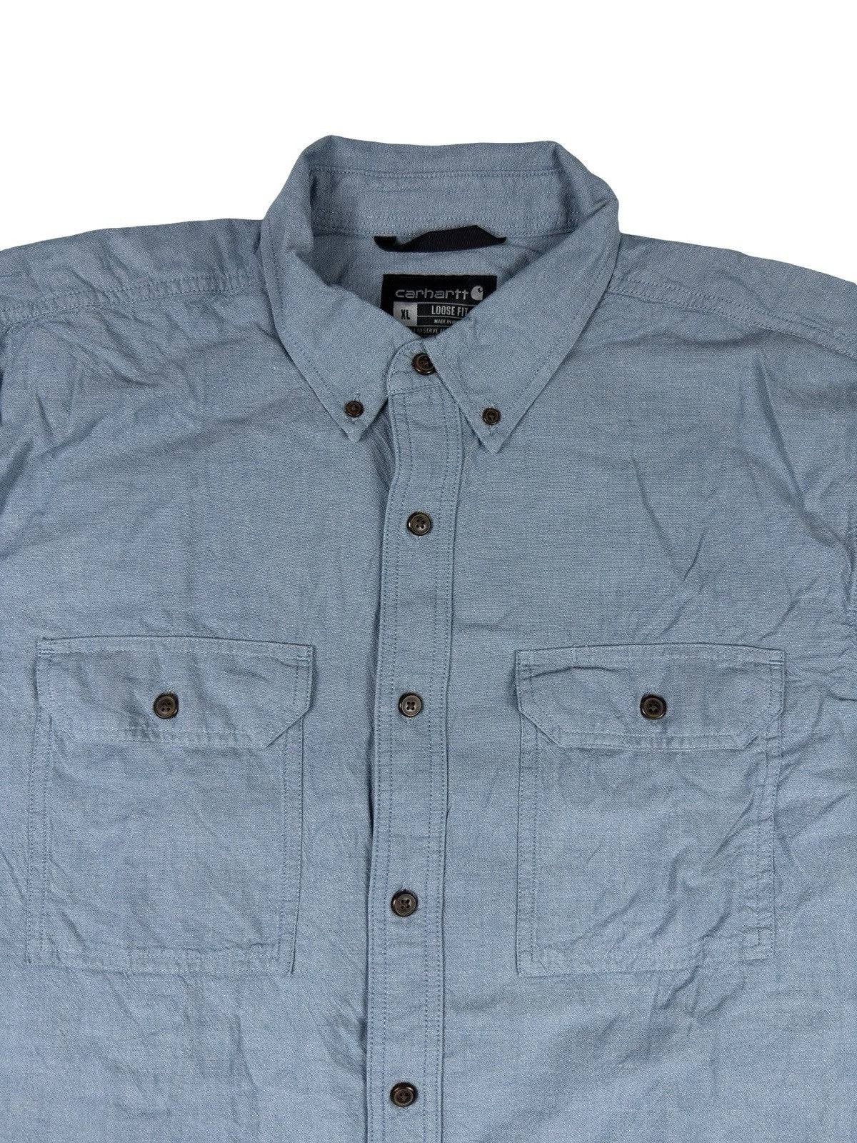 Carhartt Loose Fit Midweight Denim Blue Chambray Long Sleeve Shirt XL