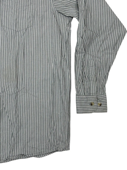 Wrangler Grey Striped Collared Cotton Shirt XL