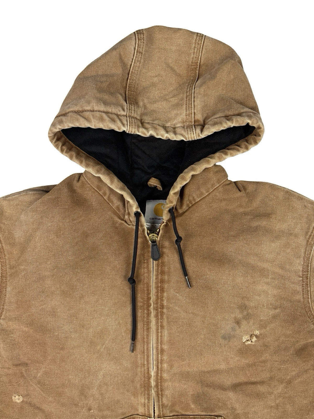 Carhartt J130 Brown Hooded Active Zip Workwear Jacket Medium Regular