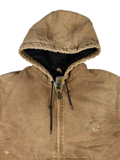Carhartt J130 Brown Hooded Active Zip Workwear Jacket Medium Regular