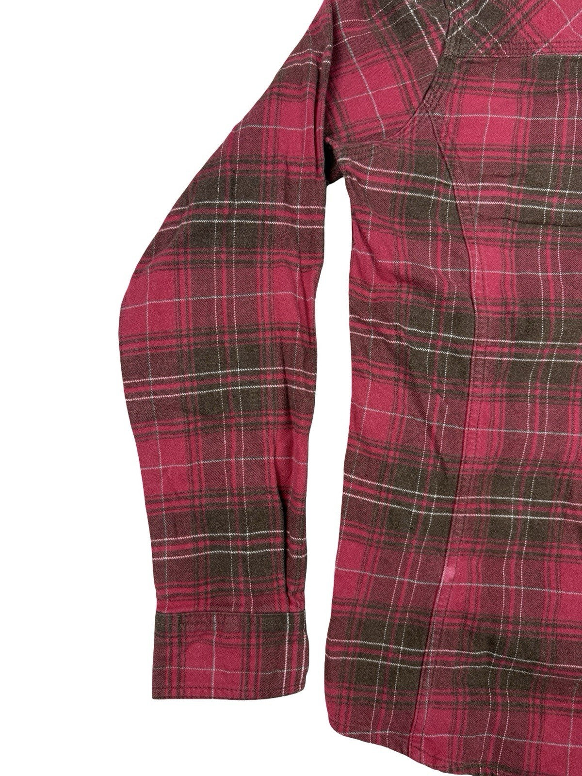 Carhartt Red Plaid Flannel Button Stretch Shirt Womens Small
