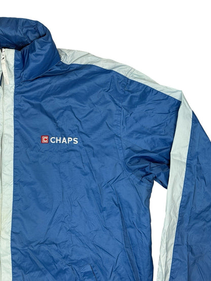 Chaps Blue Retro Nylon Zip Hooded Jacket Large