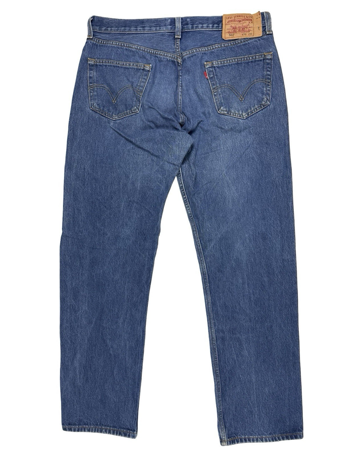 Levi's 501 Original Blue Straight Leg Button Fly Denim Jeans 38W 32L