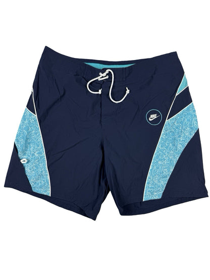 Nike Retro Blue Mesh Web Lined Swim Trunk Board Shorts Size Large (36)