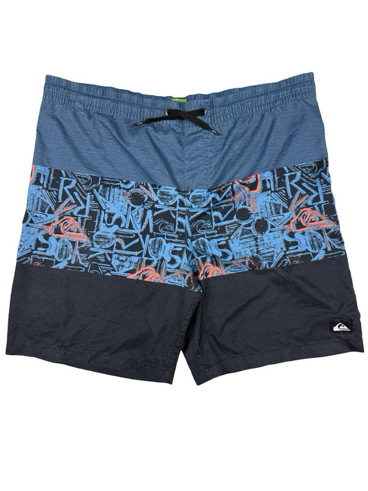 Quiksilver Retro Blue Patterned Polyester Lined Swim Trunks 36W