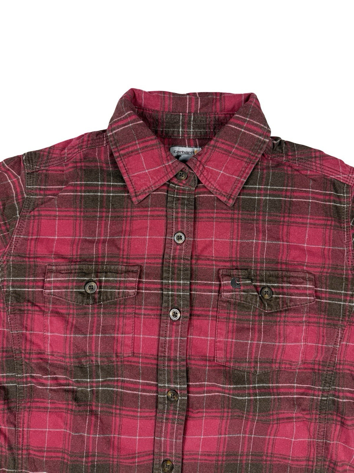 Carhartt Red Plaid Flannel Button Stretch Shirt Womens Small