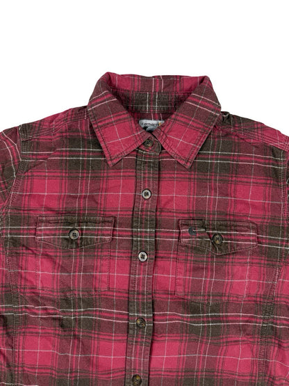 Carhartt Red Plaid Flannel Button Stretch Shirt Womens Small