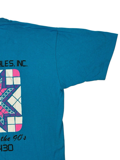Jerzees Vintage Blue Printed 90's Tile Company Top XL