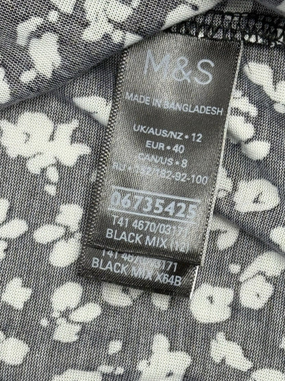 BNWT M&S Black Leopard Print Long Sleeve Polyester Top
