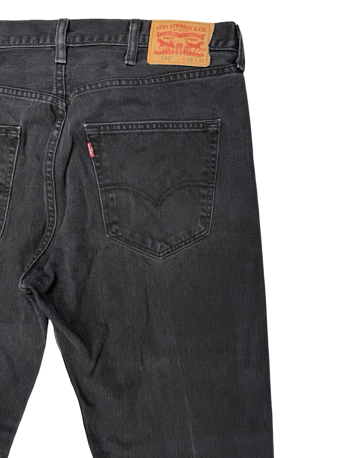 Levi's 501 Black Denim Straight Leg Jeans 38W 32L