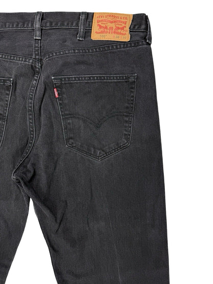 Levi's 501 Black Denim Straight Leg Jeans 38W 32L