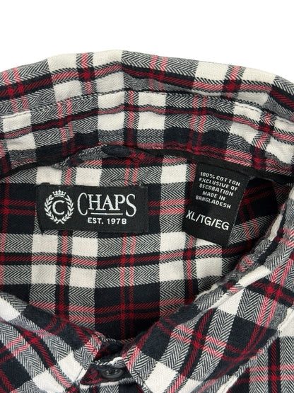 Chaps Red Plaid Cotton Collared Shirt XL