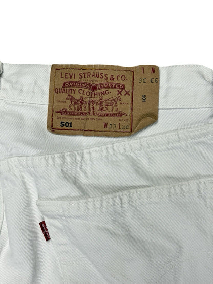Levi's 501 Vintage 90's White Denim Jeans 33W 32L
