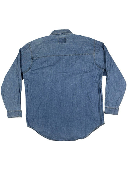 Levi's Vintage Red Tab Blue Chambray Denim Western Shirt Large