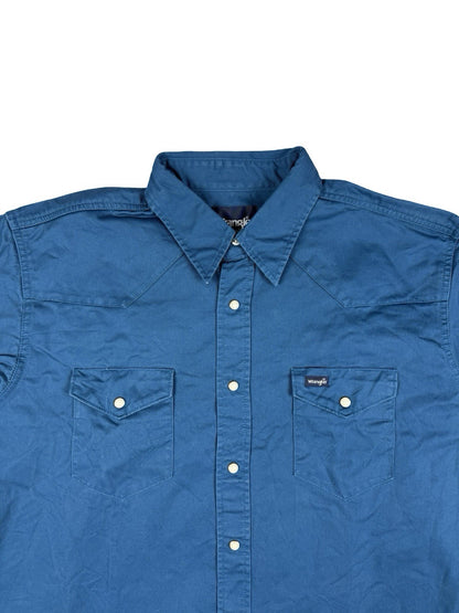 Wrangler Teal Blue Cowboy Cut Western Snap Twill Shirt XL