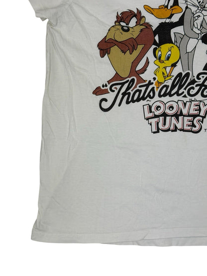 Looney Tunes White Printed That's All Folks Top Size 12-14