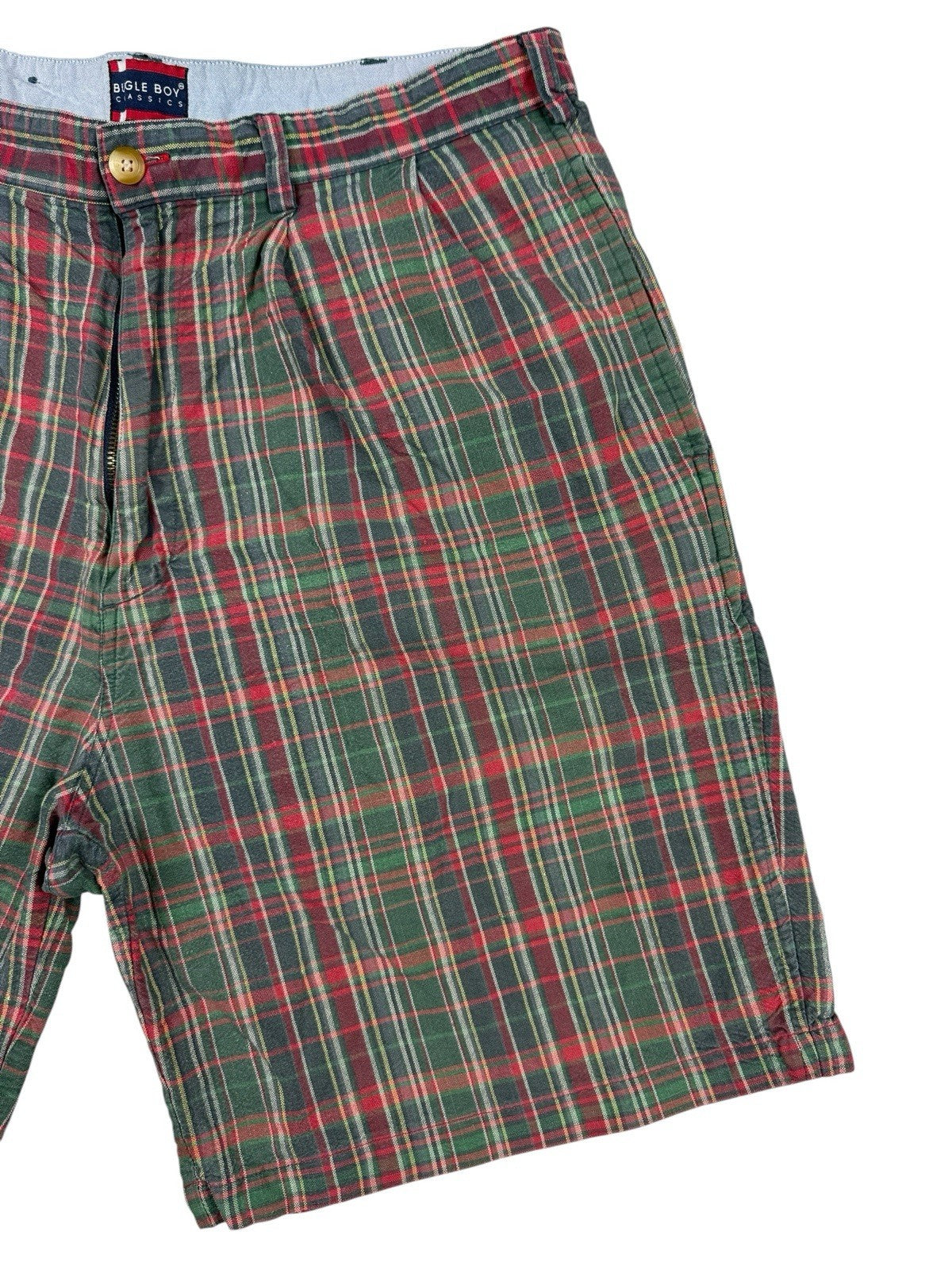Bugle Boy Vintage Multi Plaid Cotton 90's Shorts 34W